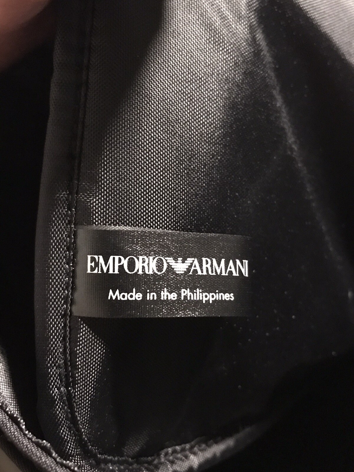 EMPORIO ARMANI parfums Messenger Shoulder Cross Body Bag Laptop Black Nylon NWOT