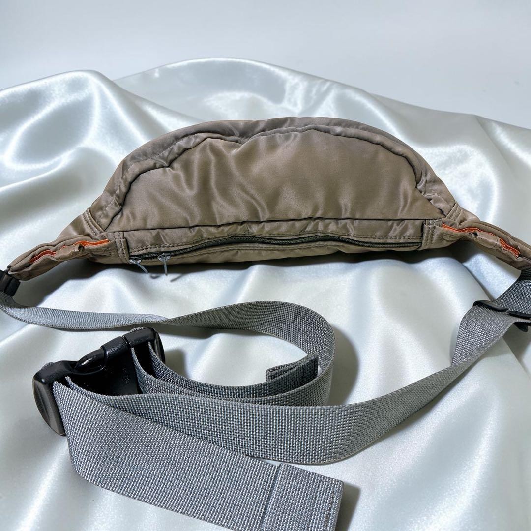 Authentic PORTER TANKER Waist Bag Silver Gray Bronze 16cm Size, Discontinued Col