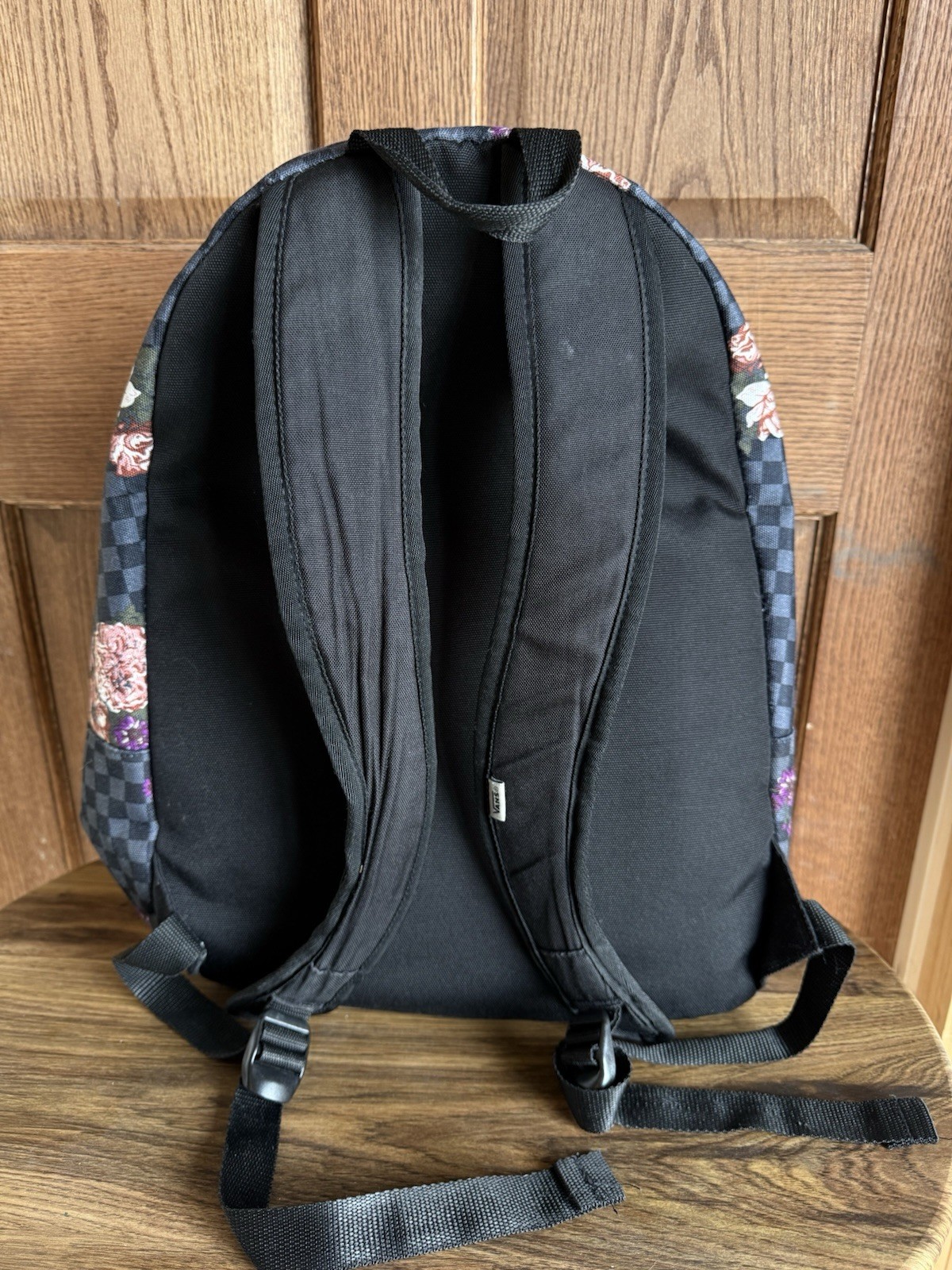 Vans Motivee 3 Backpack Black Checkered and Floral Retro 90’s Skater