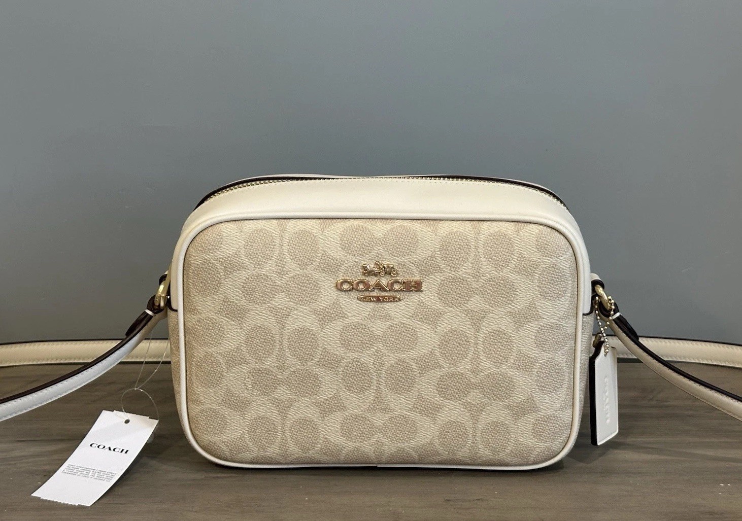 COACH Jamie Camera Crossbody Shoulder Bag Signature Canvas Sand/Chalk CZ186 NWT