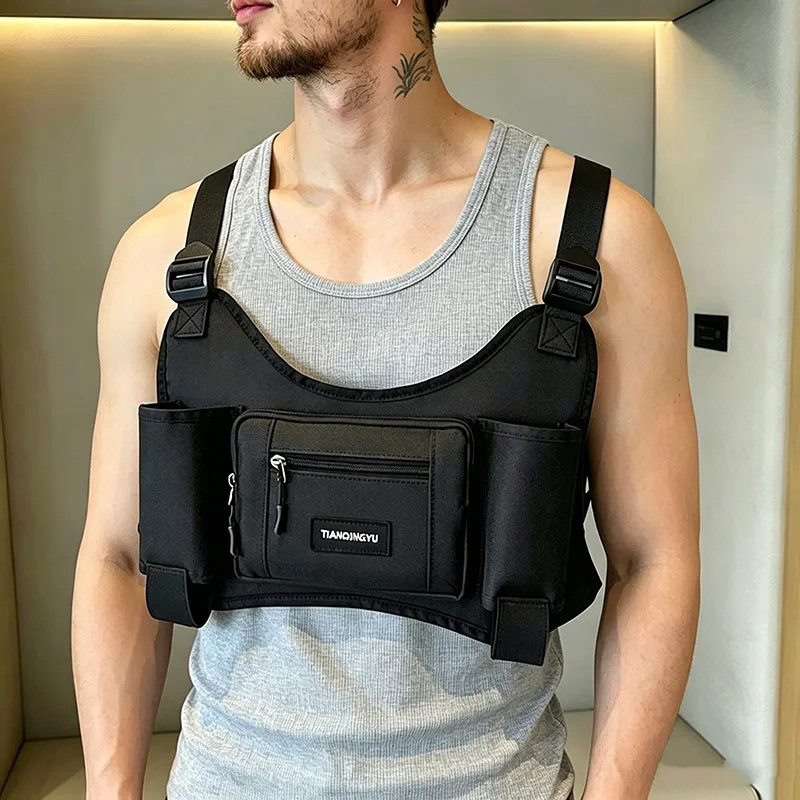 Functional Tactical Chest Bag For Men Street Outdoor Hip Hop Vest Streetwear Bag