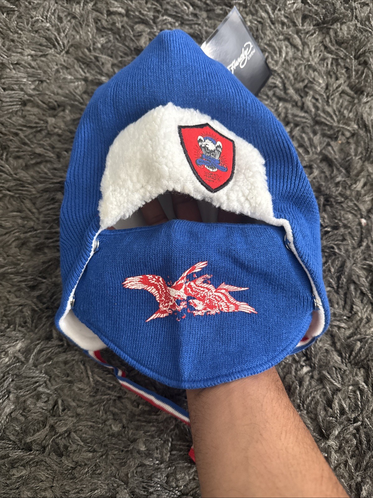 New with Tags Ed Hardy USA Ski Hat Cap & Removable Face Mask Beanie Skullies