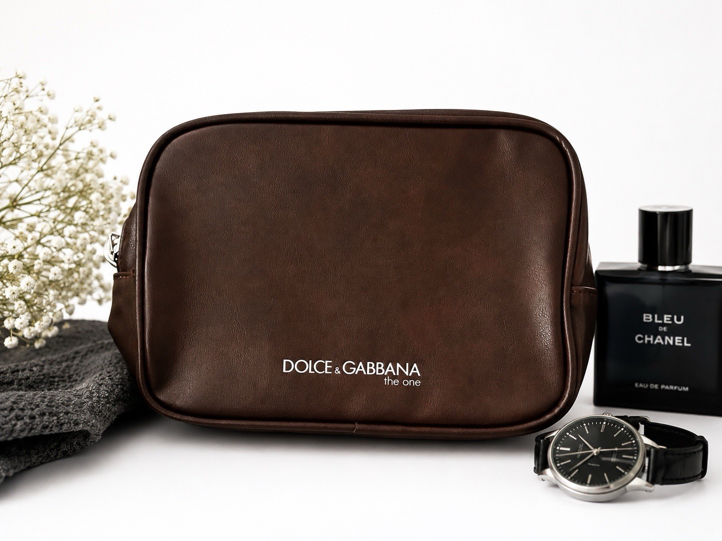 Dolce & Gabbana The One Brown Travel Accessories & Toiletry Bag Case with Zipper