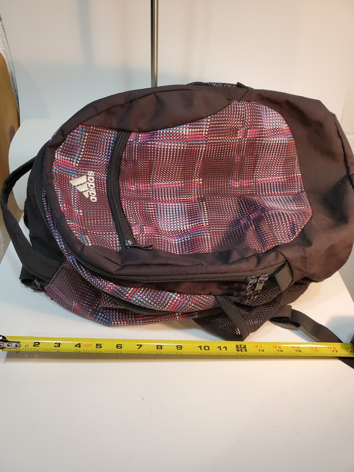 Adidas Backpack Black Multicolor Laptop Sleeve Load Spring Straps Mesh EUC