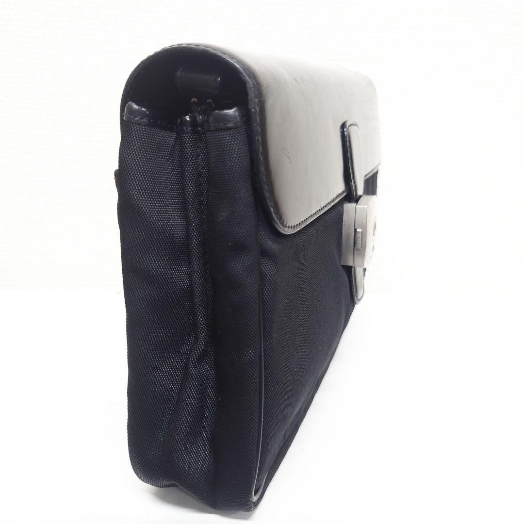 Dunhill Clutch Bag Second Bag Black Nylon x Cordovan Leather Flap Lock Men’s