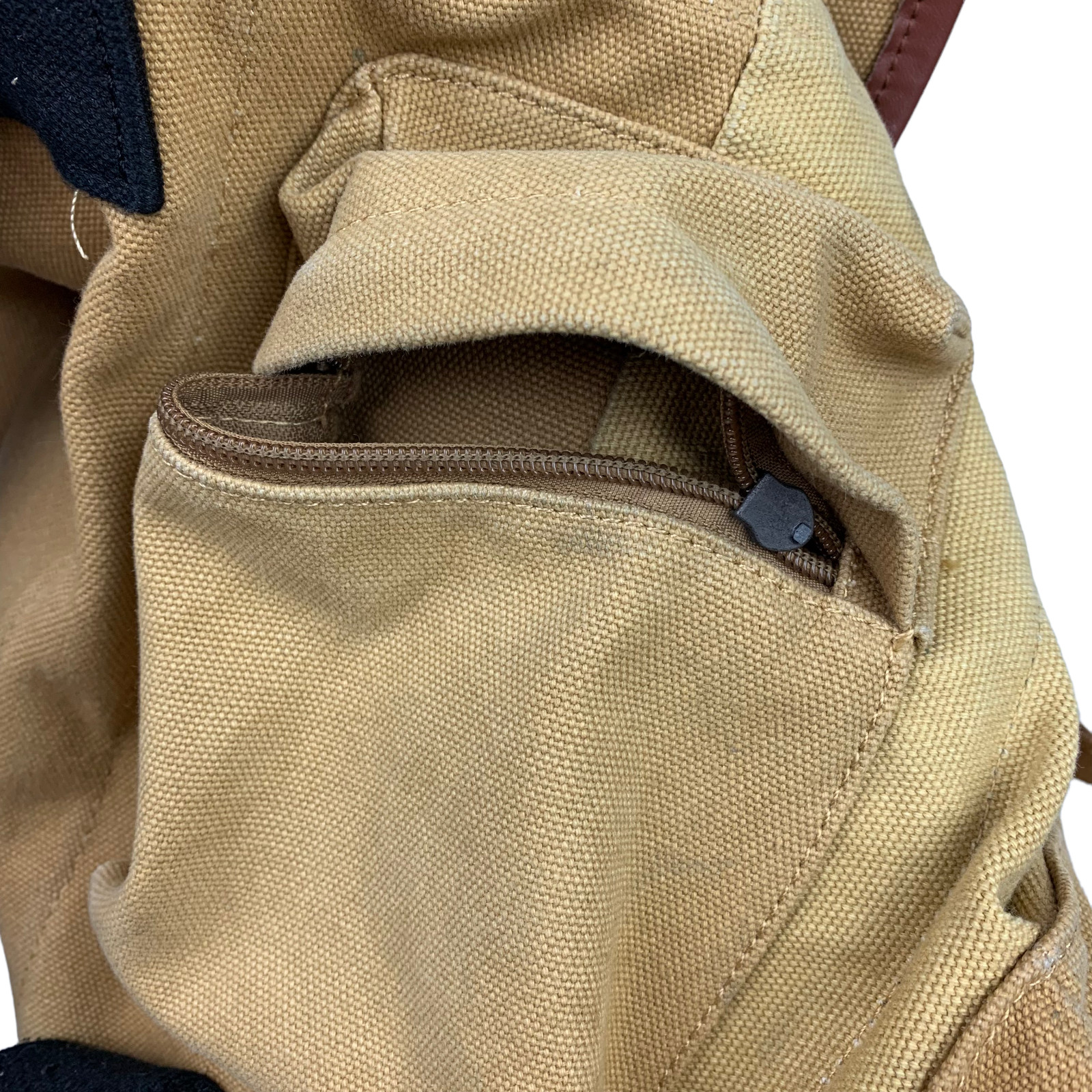 Robert Graham Drawstring Canvas w/Leather Trim Backpack/Book Bag • Beige/Tan