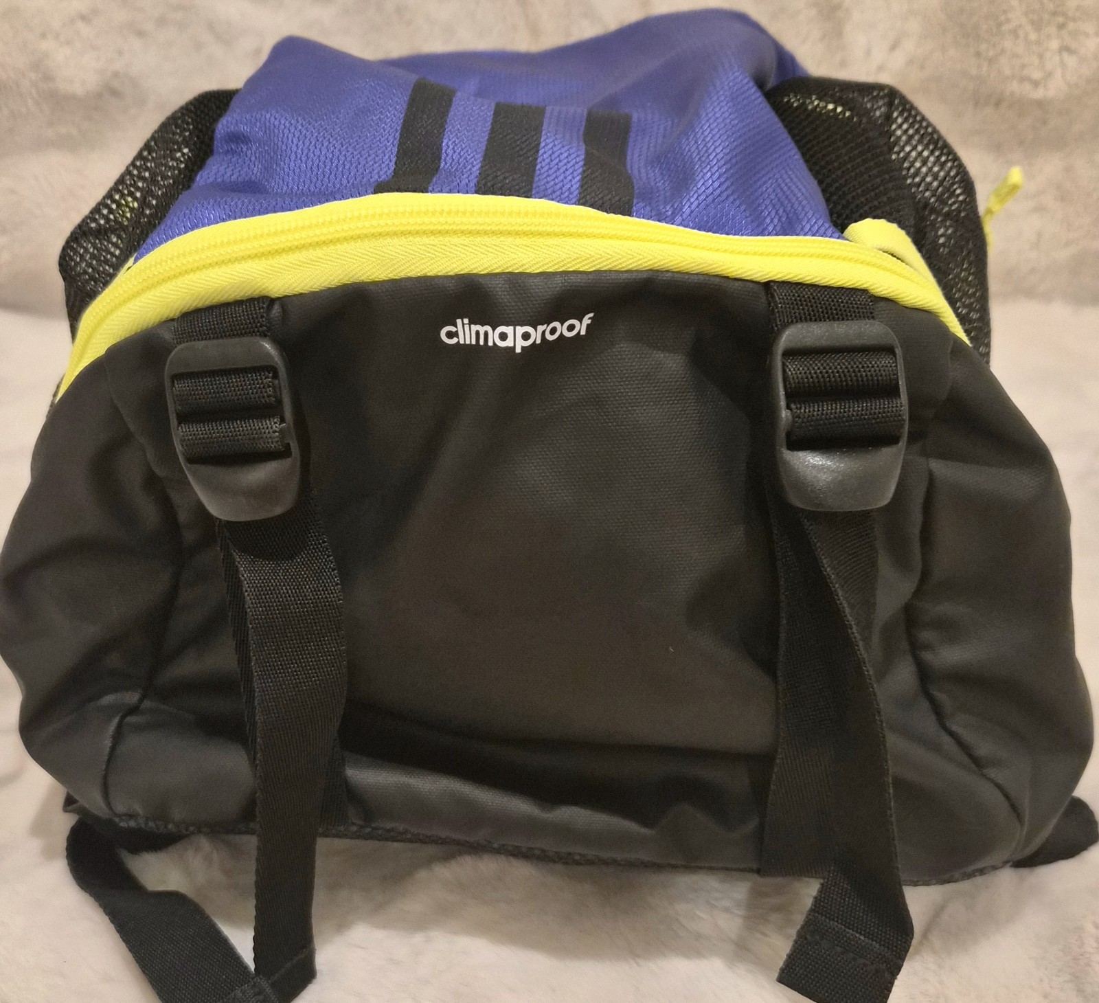 Adidas Backpack Blue Black Neon Yellow Laptop School Hiking Travel Daypack EUC