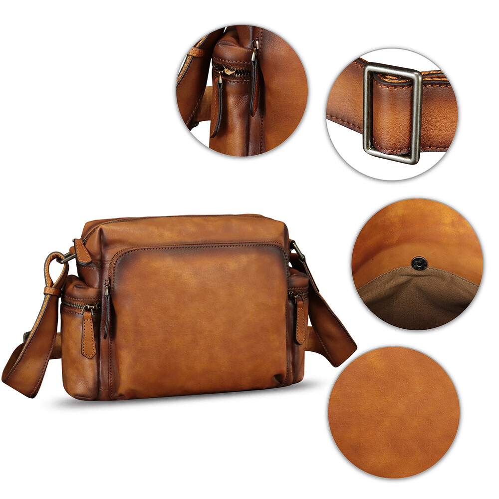Genuine Leather Purses for Men Vintage Messenger Bag Crossbody Shoulder Bag