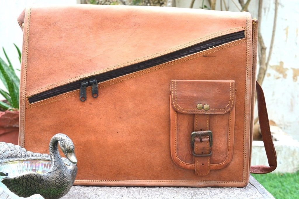 Traditional Leather Vintage Laptop Messenger Handmade Briefcase Bag Satchel