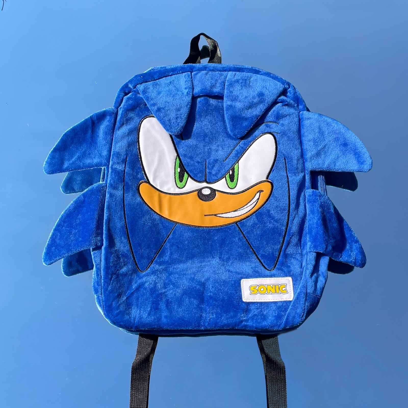 Sonic plush bacpack blue anime cartoon 17.3in X 12.9in children’s soft backpack