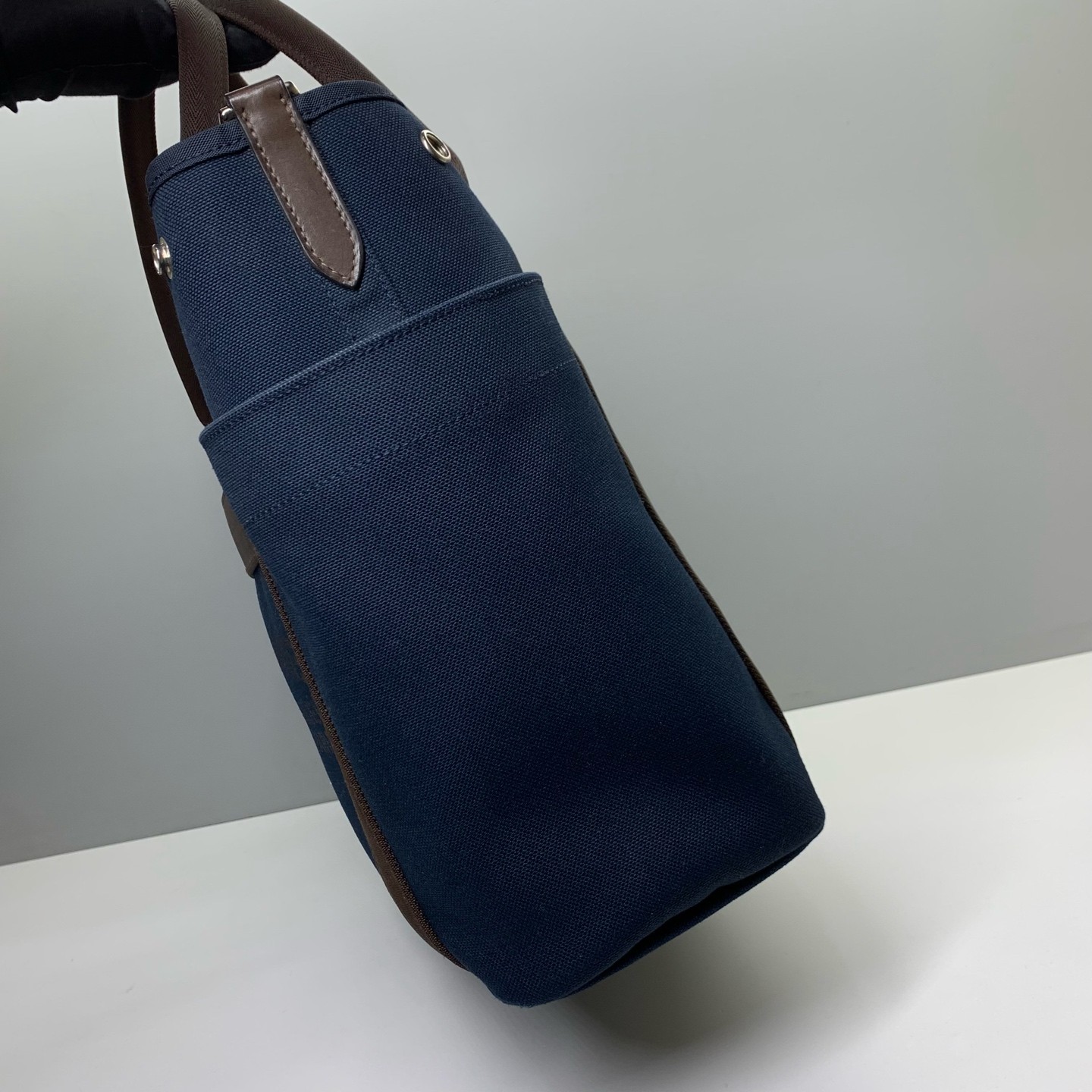 Hermes Pre-Owned Authentic Groom Bag Blue Canvas Crossbody Bag 39x32x16cm