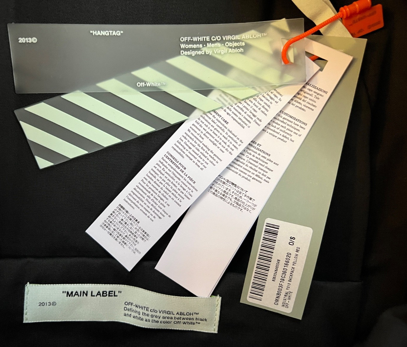 Off-White Virgil Abloh NWT Industrial Y013 Backpack in Yellow Red limited ed