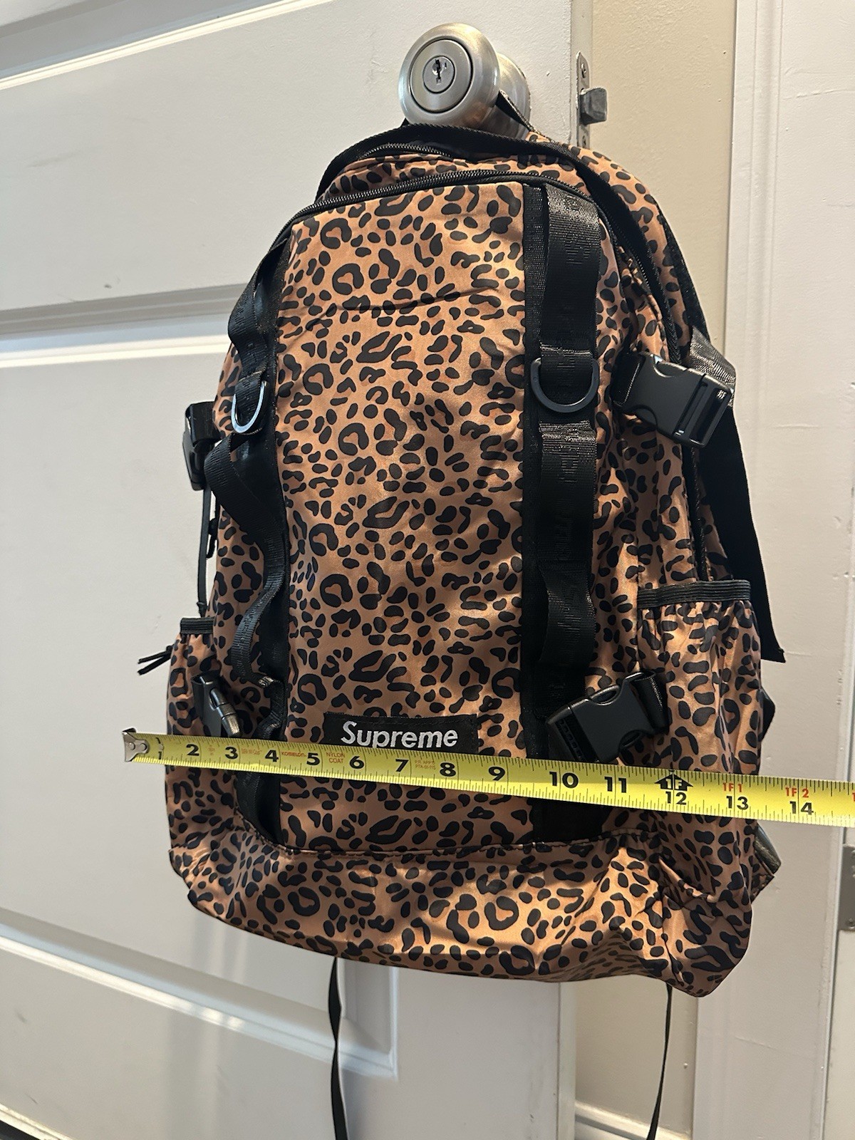 supreme leopard backpack