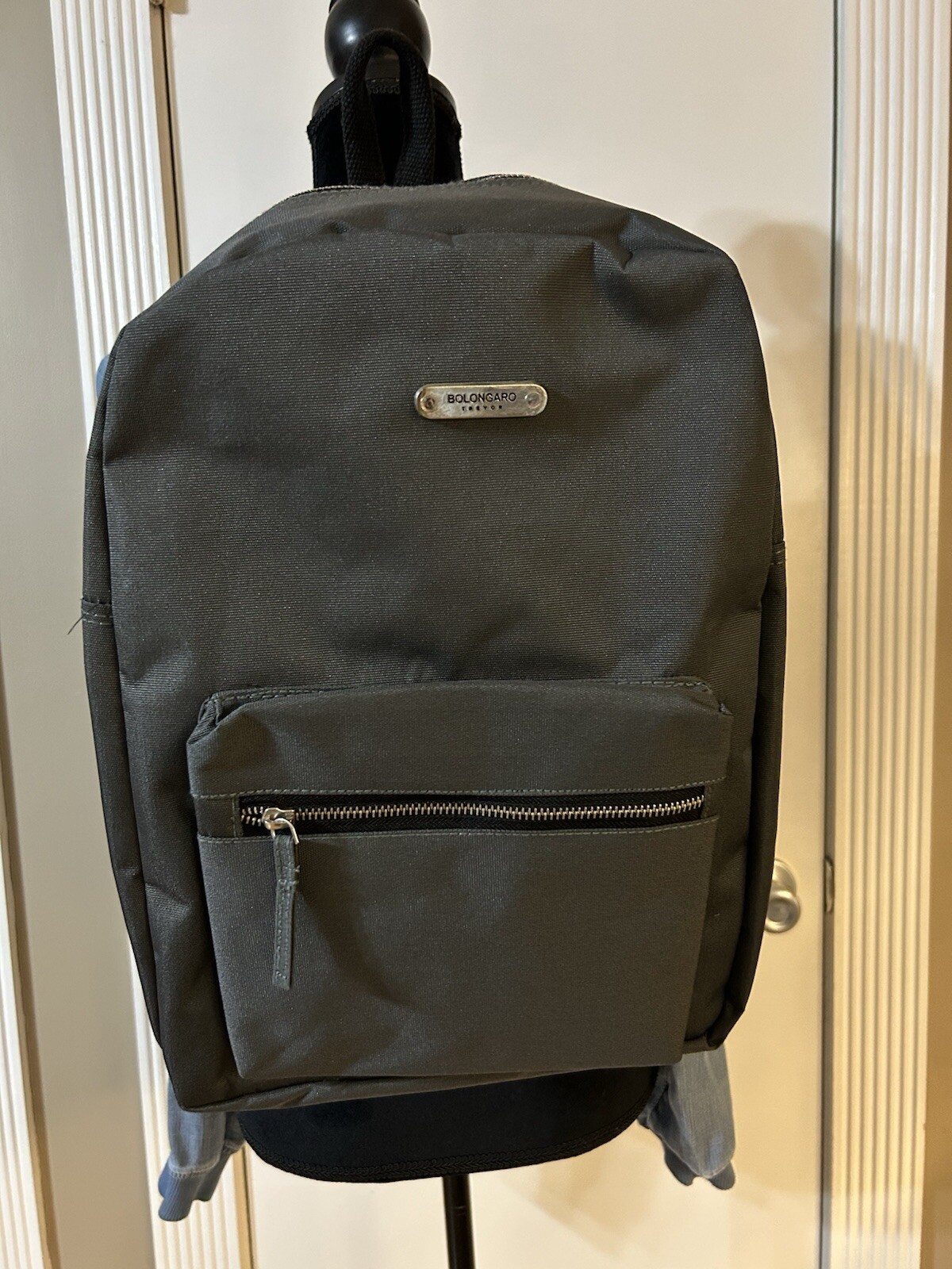 NWT /Bolongaro Trevor Grey Canvas Zip Backpack Bag Mens 16.5” / Retails At $185