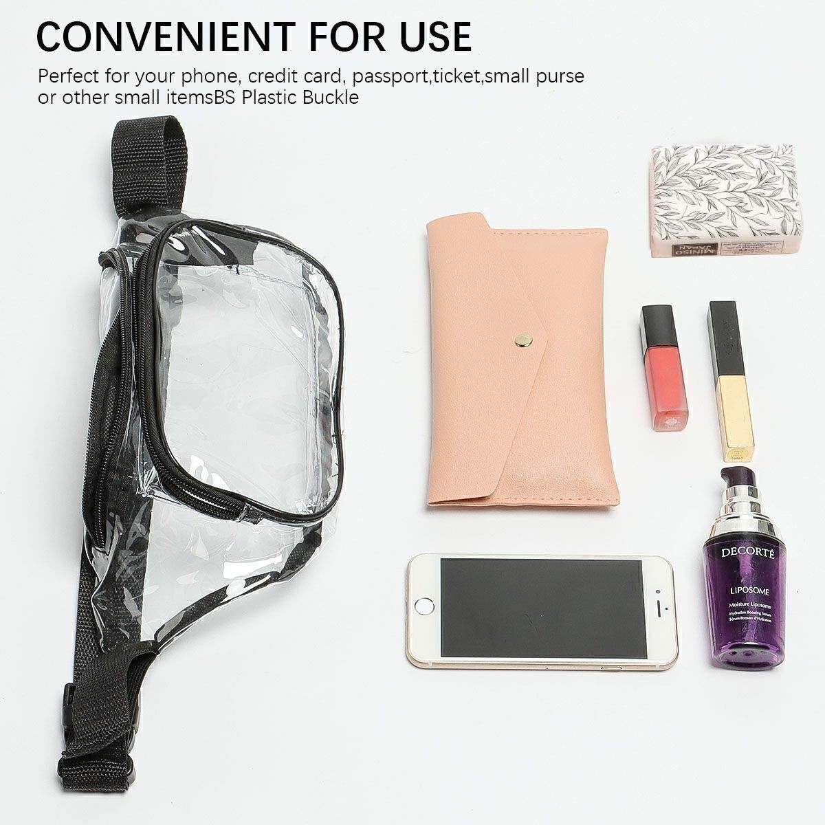 Clear Fanny Pack Men Women Waist Pouch Belt Bag Outdoor Sports Stadium Security