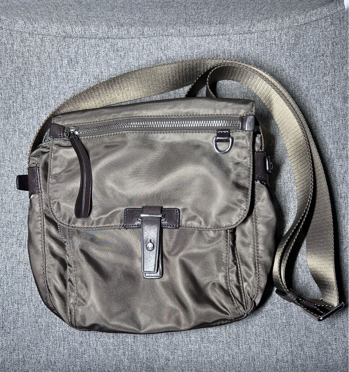TUMI Nylon Shoulder Bag Khaki 23cm x 24cm x 7cm Adjustable Strap