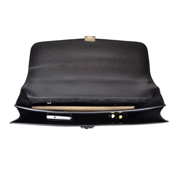 Royce Kensington Single Gusset Briefcase, Saffiano Leather, Black NEW WITH TAGS