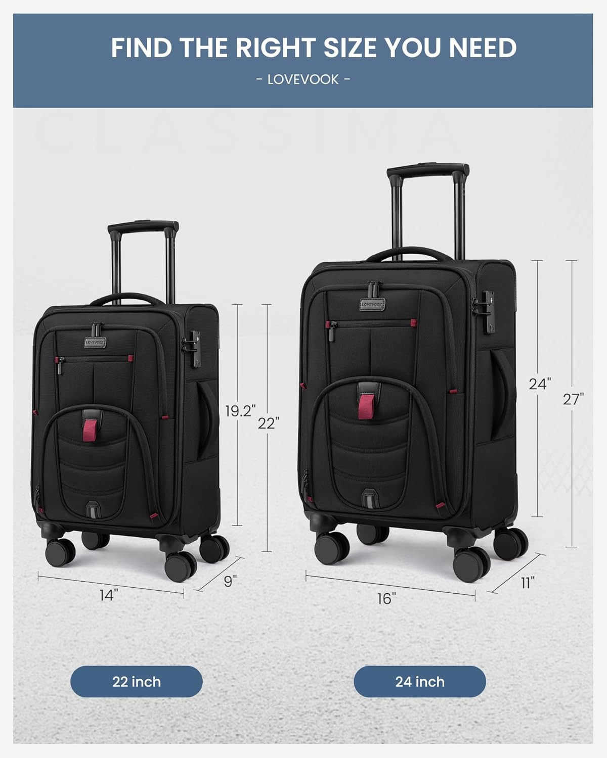 Business Softside Checked Luggage with 15.6/17.3 Inch Laptop Compartment, 24 Inc