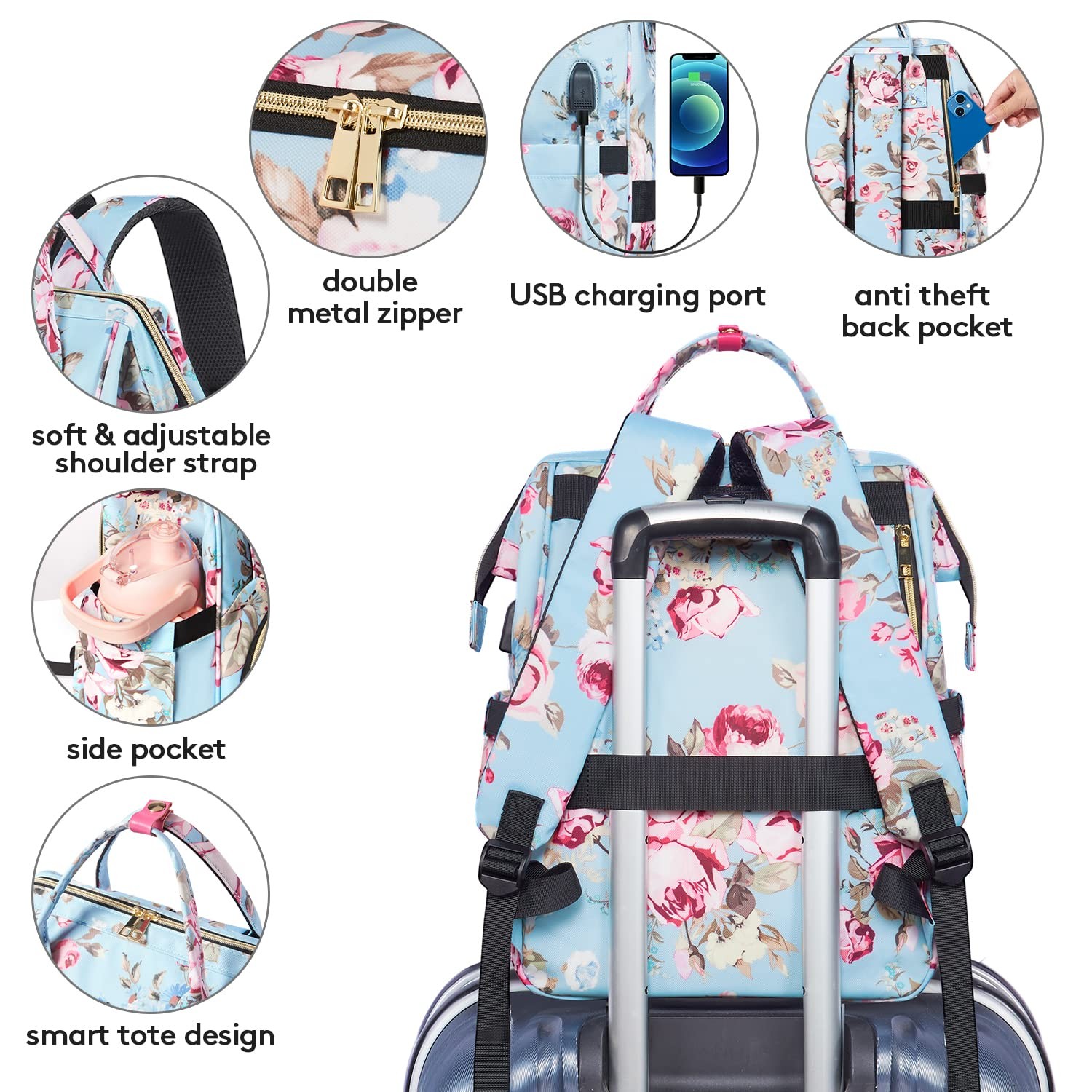 Lunch Backpack 15.6 Inch Laptop Backpack for Women with USB Port Nurse Gift T…