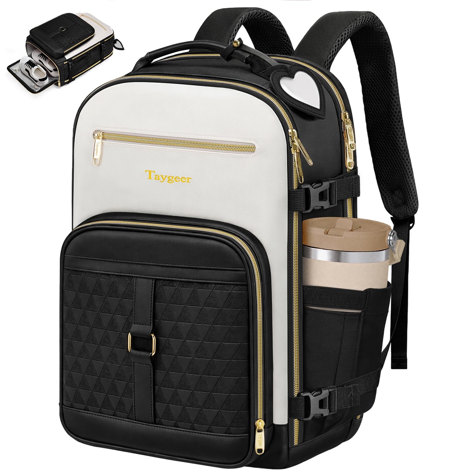 Carry On TSA Travel Backpack Airplanes Shoe Compartment Luggage Tags Black