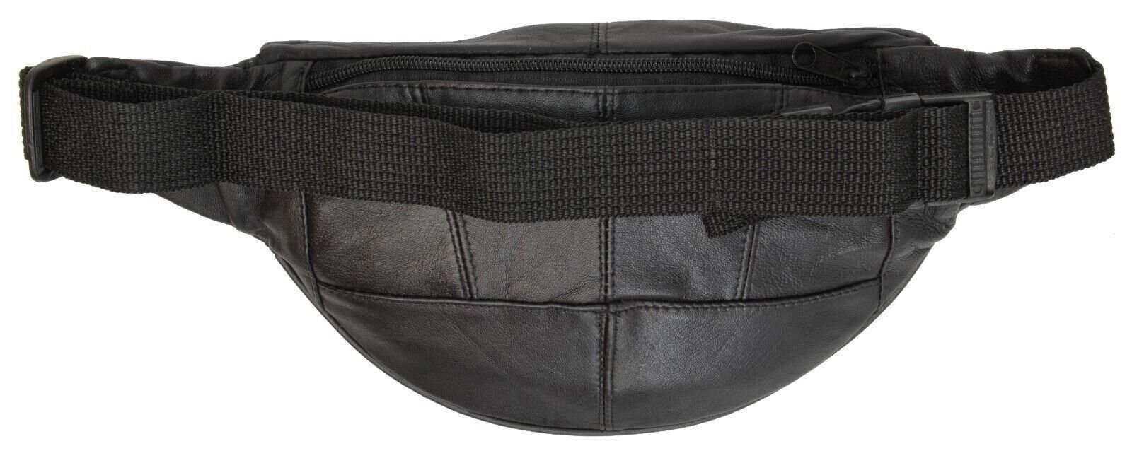 New Black Leather Waist Fanny Pack Travel Belt Bag Hip Travel Pouch 40″ Waist
