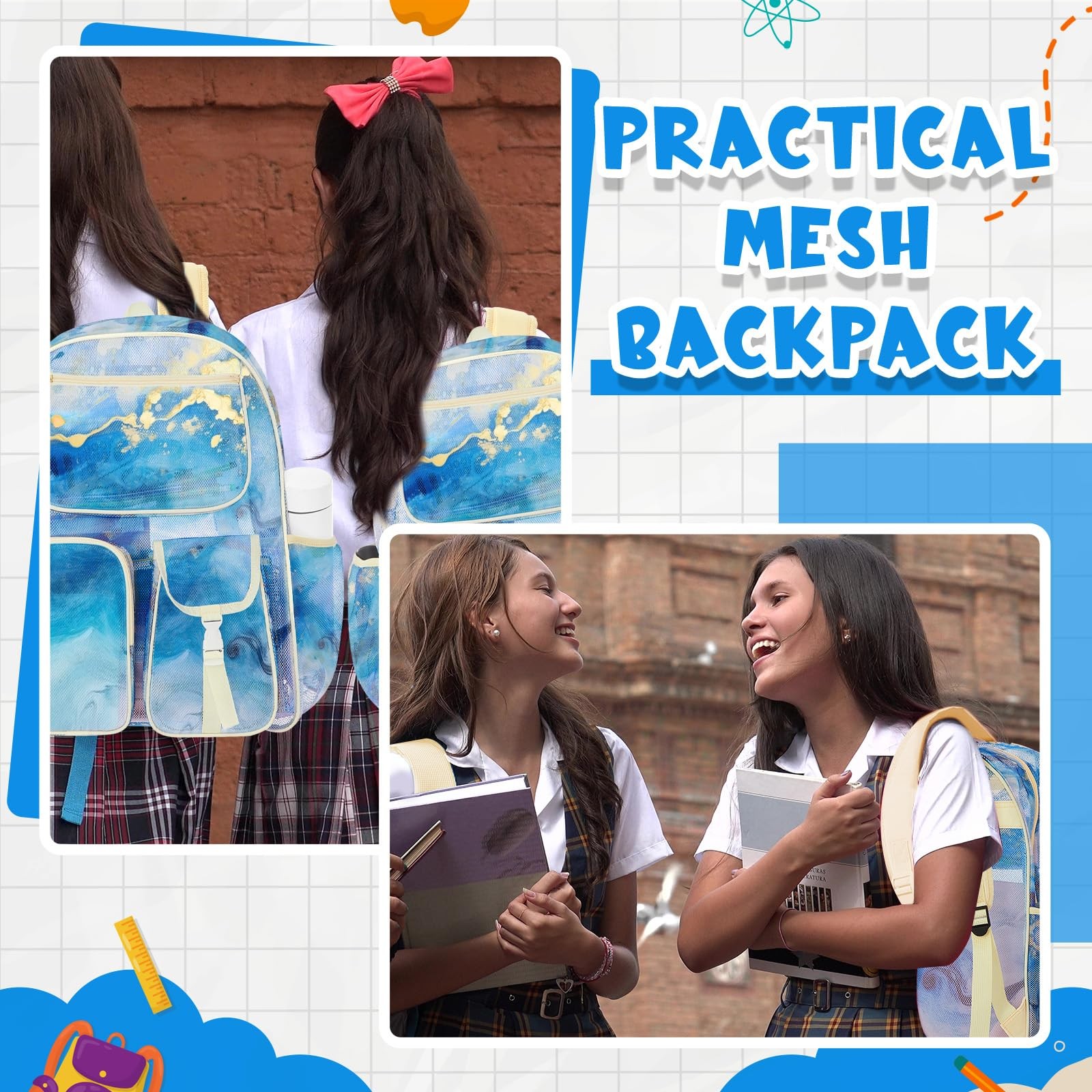 3 Piece Backpack Set with Pockets, Durable Backpack, Lunch Bag, Organizer