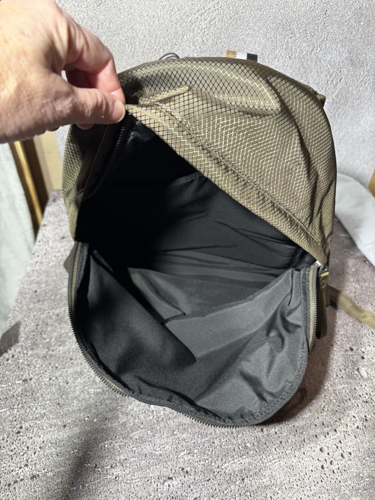 Hugo Boss Pixel R Backpack Tonal Logo Olive Brown Recycled Fabric NWT