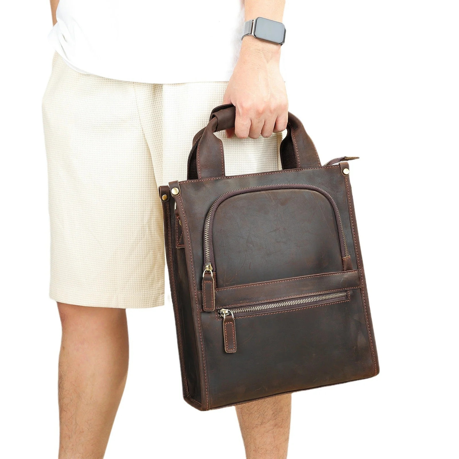 Men’s Crazy Horse Leather Sling Bag – Crossbody Backpack