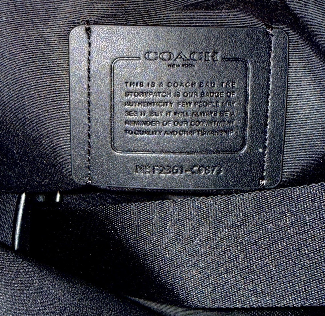 Coach Sullivan Portfolio Leather Brief Signature Canvas in charcoal/ black Logo