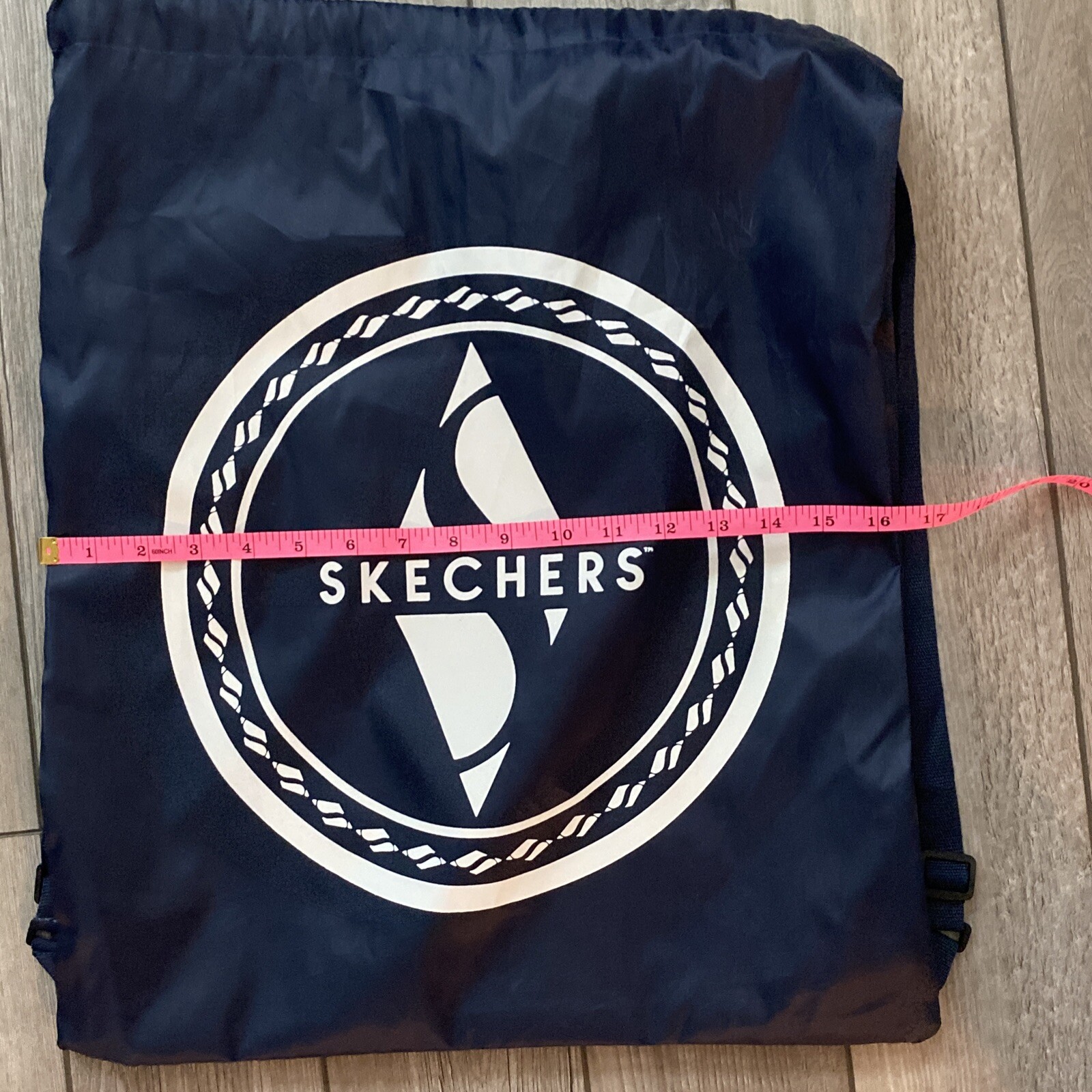 Skechers Nylon Drawstring Bag / Backpack / Gym Bag Tote Sack Navy Blue