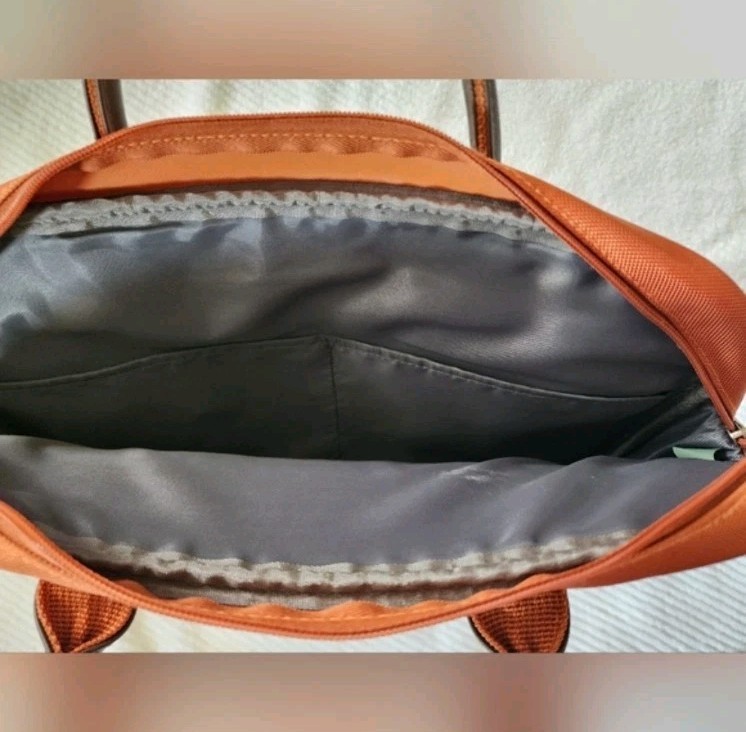 Men’s Orange/Brown Laptop Briefcase Document Case Zip, Top Handle, Strap