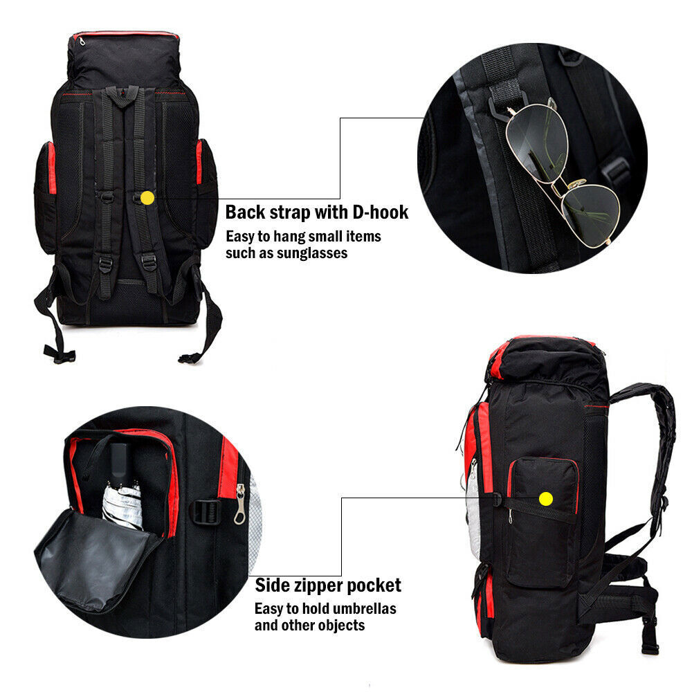 56L/80L/100L Outdoor Military Tactical Backpack Rucksack Camping Hiking Bag