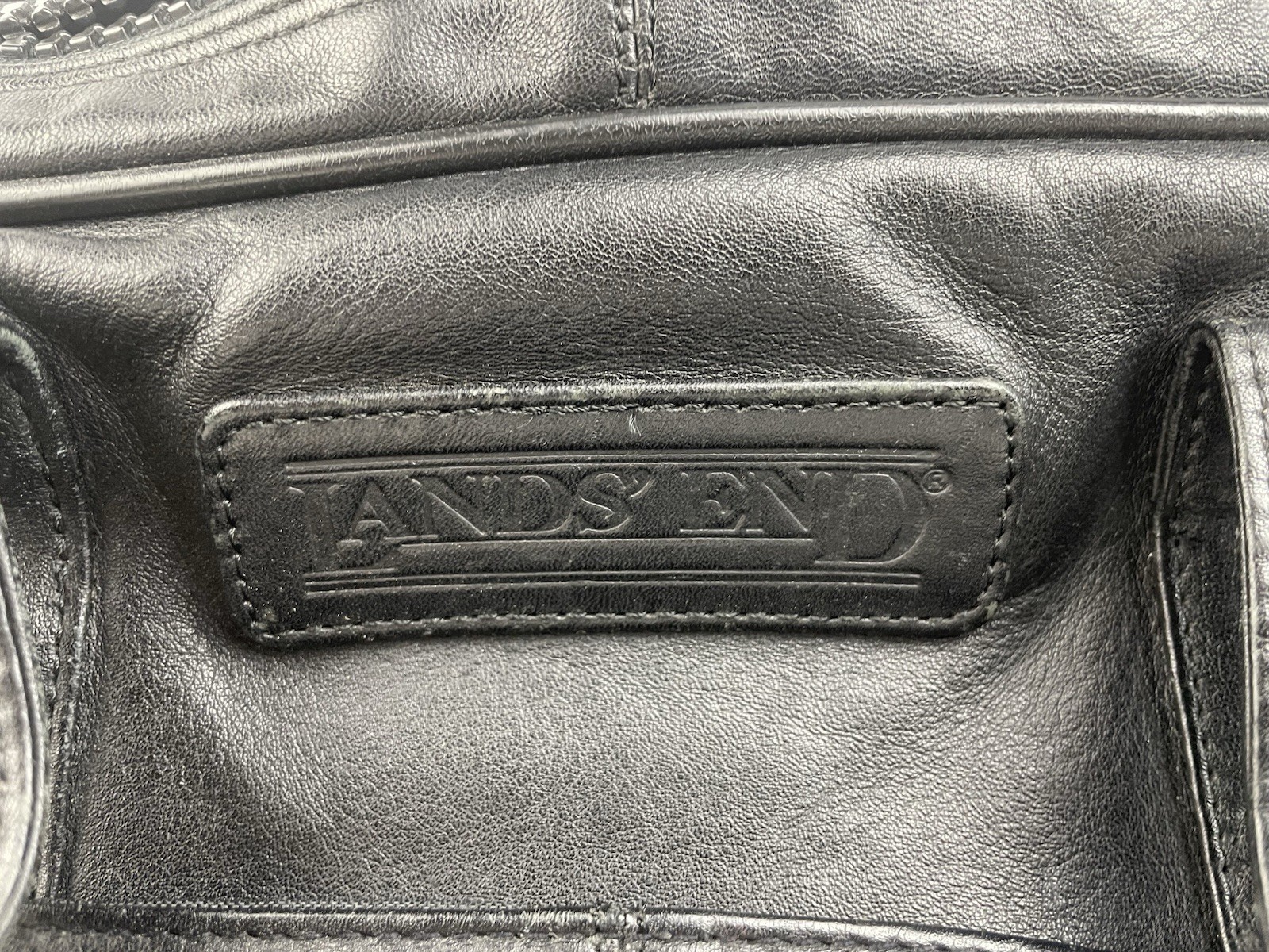 Land’s End Messenger Bag Briefcase Black Leather Top Handle & Shoulder w/ Lg YKK