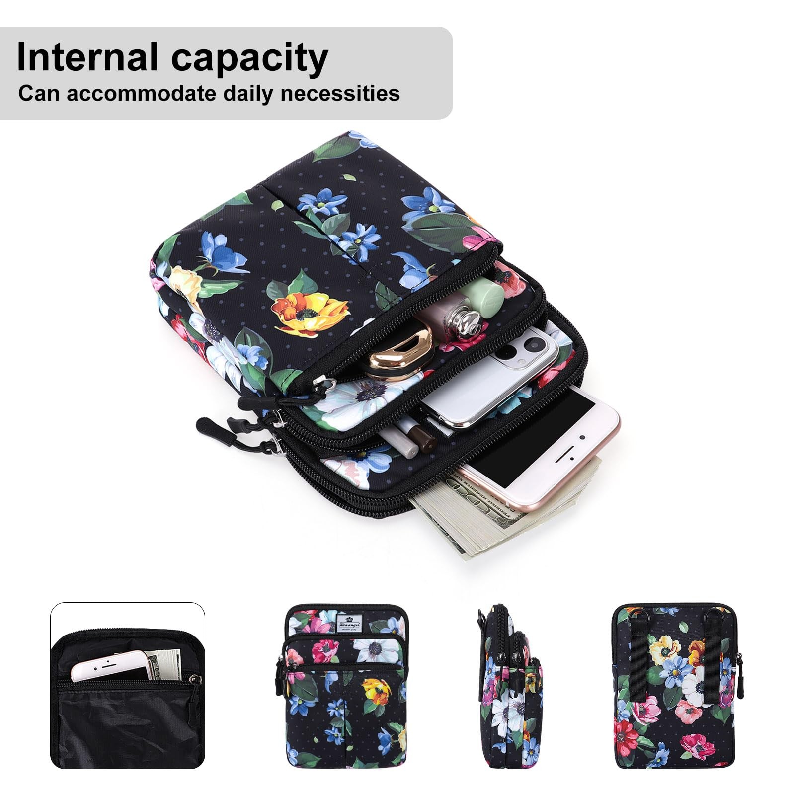 Multifunctional Fanny Pack Men Women Lightweight Waist Bag 3 Zip Pockets