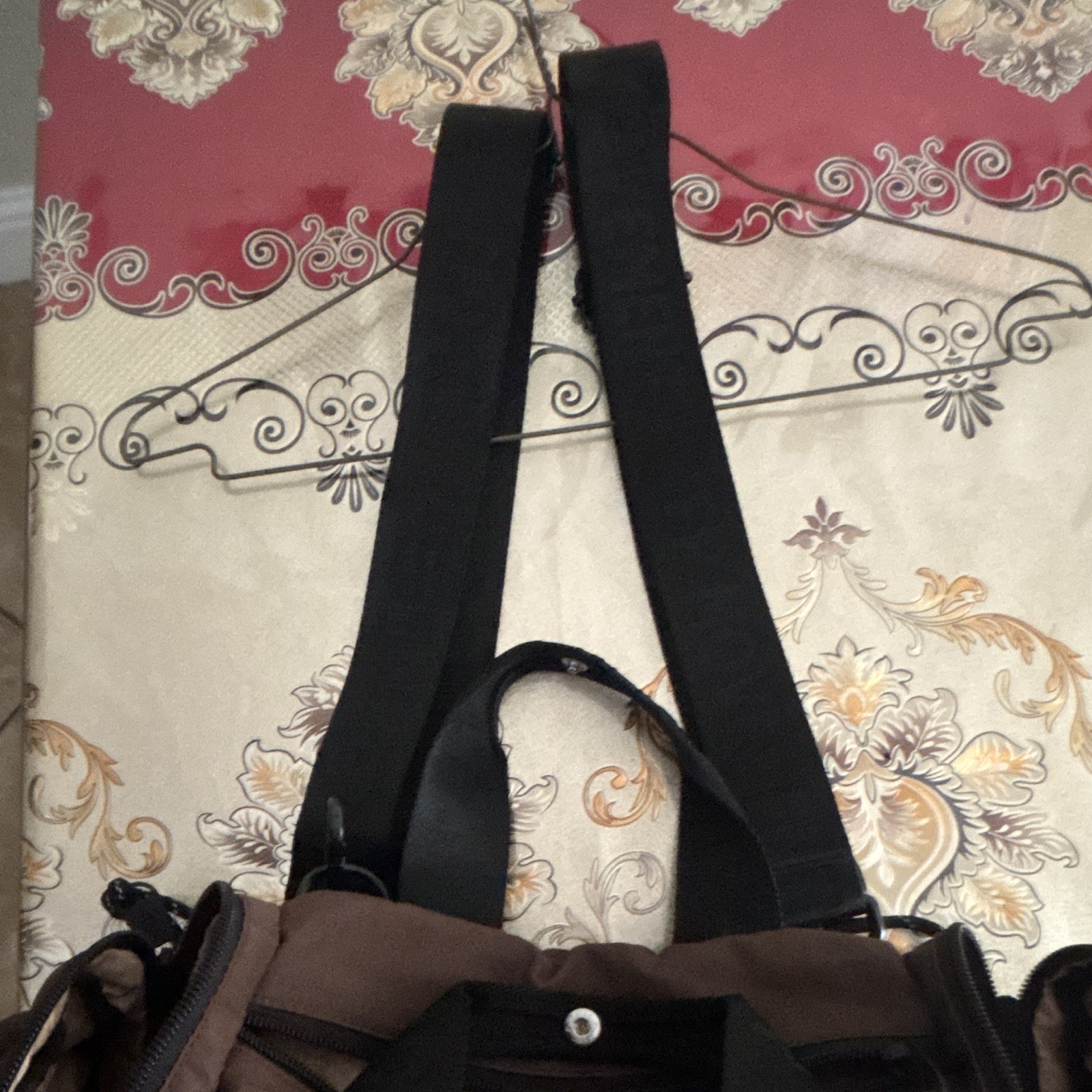 Men’s Brown & Black Duffle Bag Zip Closure Shoulder Strap Outer Pockets