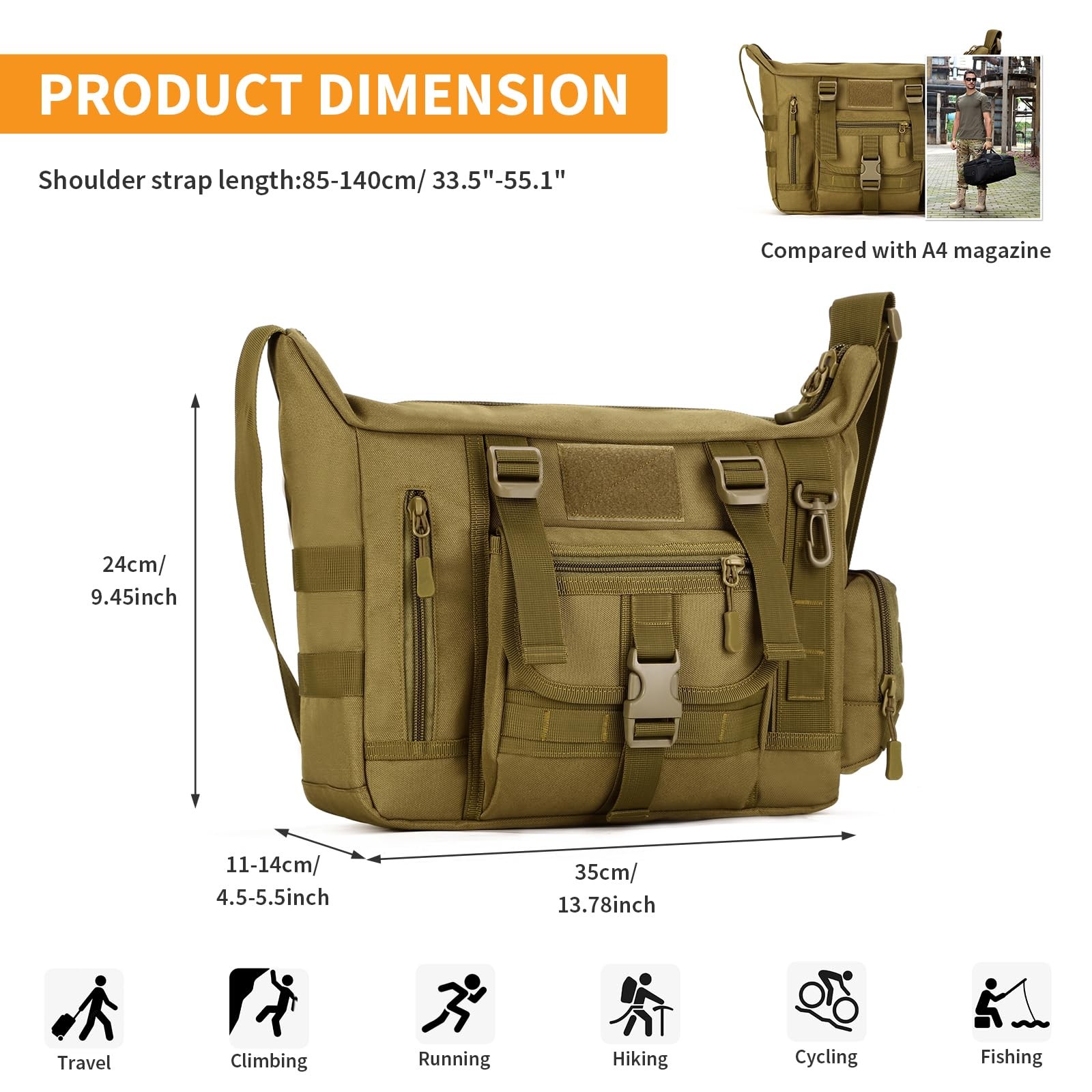 Messenger Bag Tactical Canvas Messenger Bags Mens Shoulder Crossbody Military…