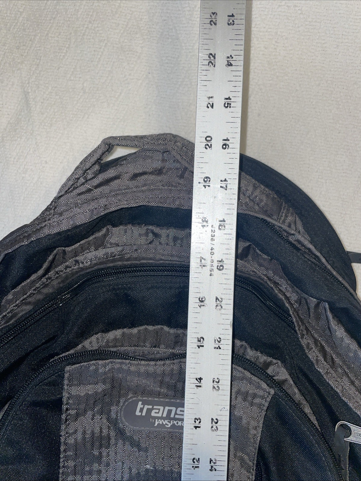 Jansport Trans Black & Grey Backpack w/laptop sleeve 12 x 9 x 18 GUC
