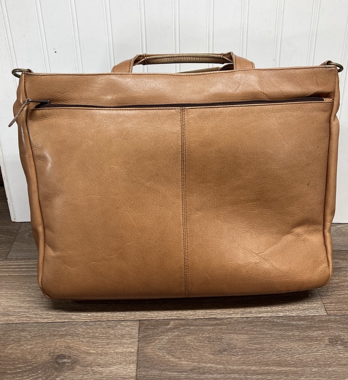 LATICO Caramel Leather Brief Case Zip Business Bag Unisex Crossbody and Handles