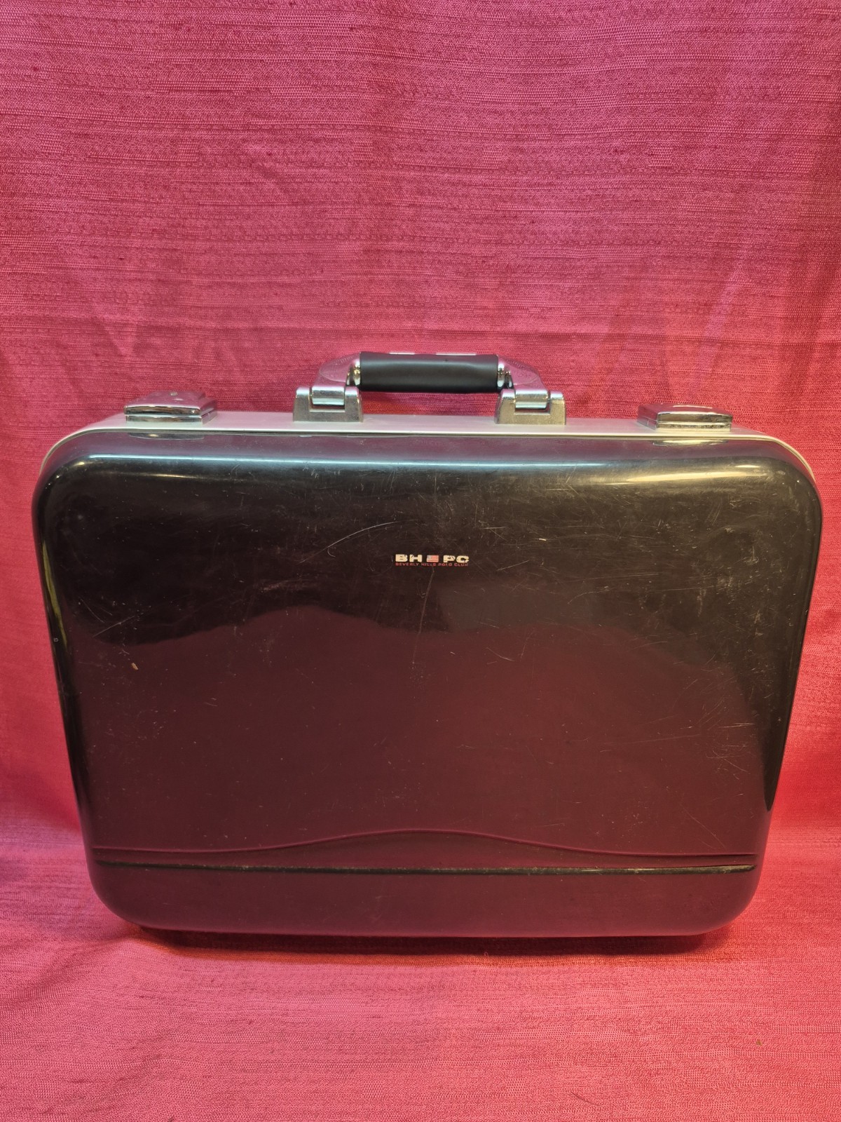 BHPC Beverly Hills Polo Club Hard Shell Attache Briefcase Black 18×14 w/ Keys