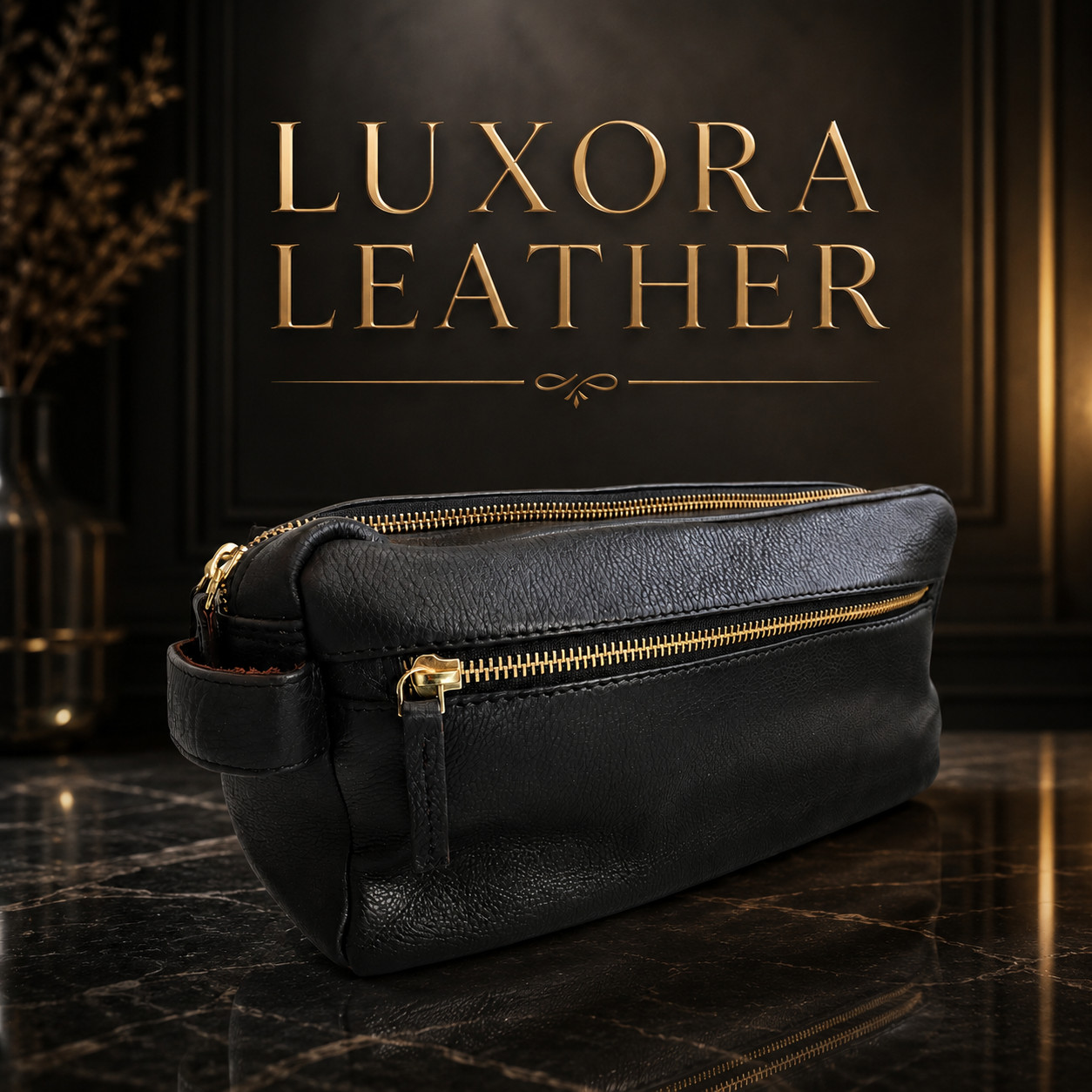 Leather Large Toiletry Bag Dopp Kit Travel Makeup Organizer Shaving Bag Gift