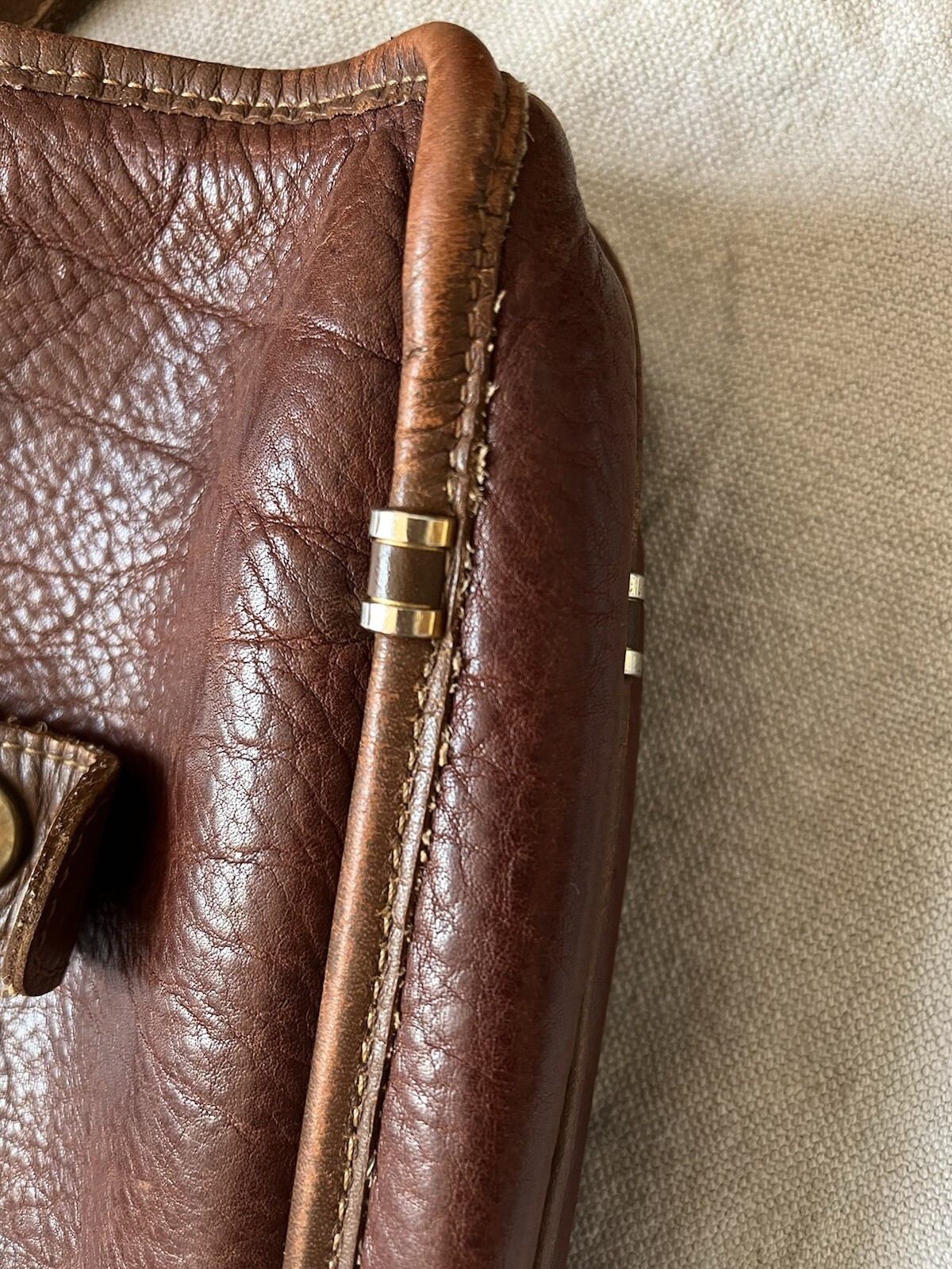 Vintage Brown Mitchell Luxury Leather Messenger Shoulder Bag Signed 1995