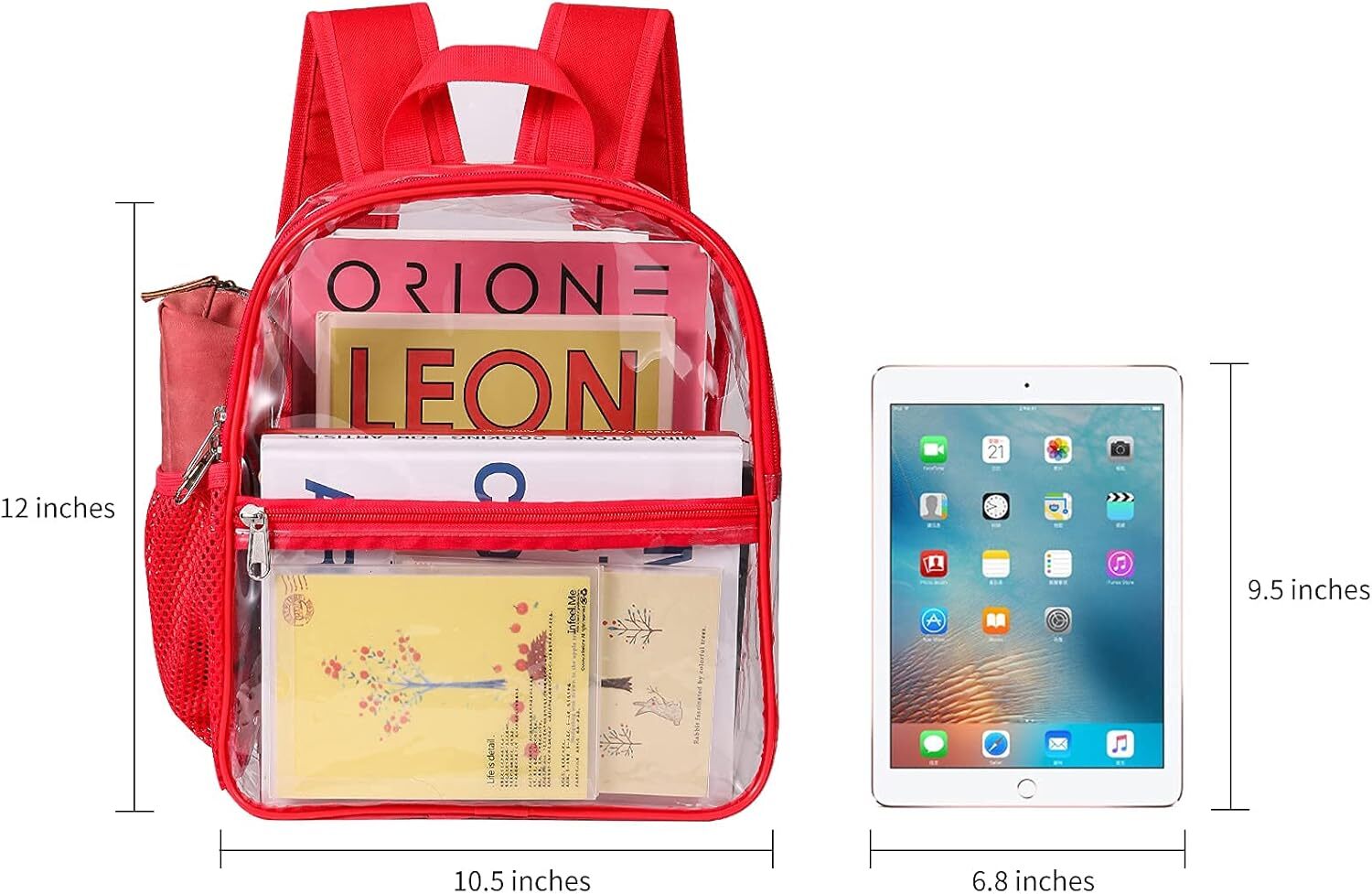 Clear Stadium Backpack 12×6×12 Small Clear Bag Stadium Approved Great for Games