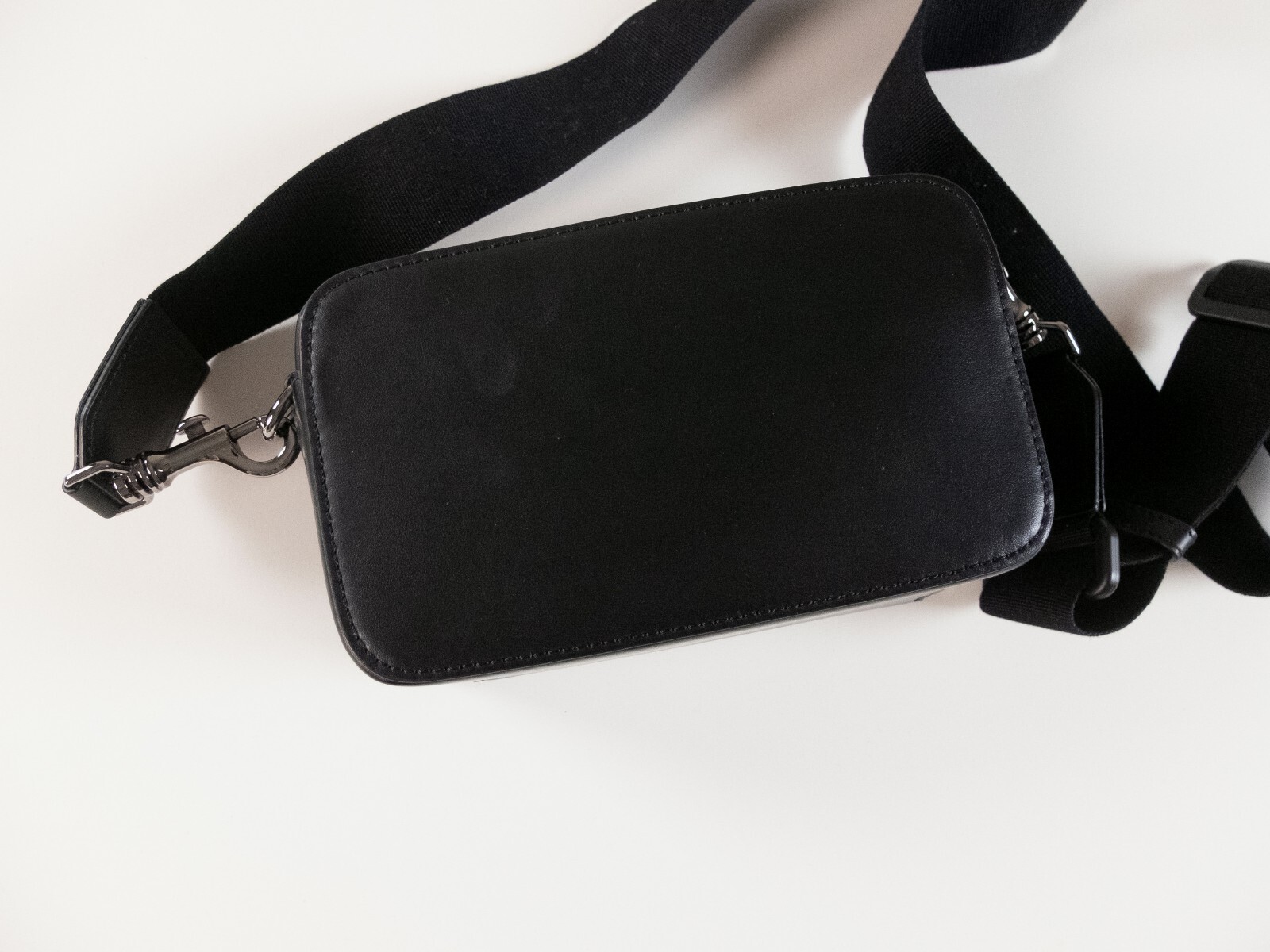 (NO CUSTOMS TAX) VERSACE La Greca Greek key black leather crossbody camera bag