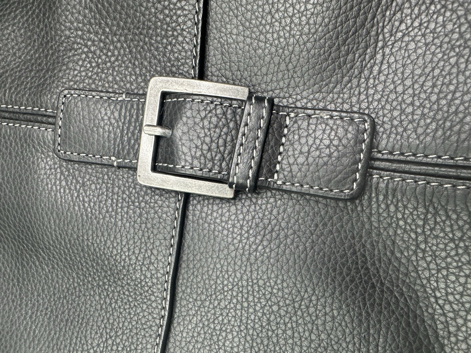 Boconi Black Tumbled Leather Briefcase Attaché Case Gray Hardware *No Strap*
