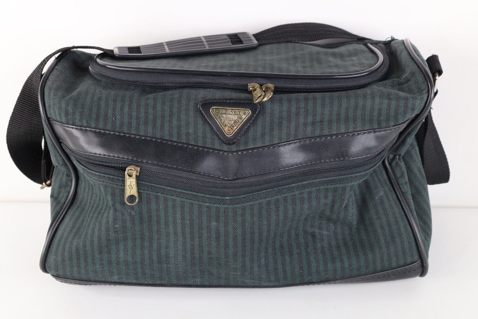 Vintage 90s Streetwear Distressed Striped Handled Duffel Bag Gym Bag Carry On