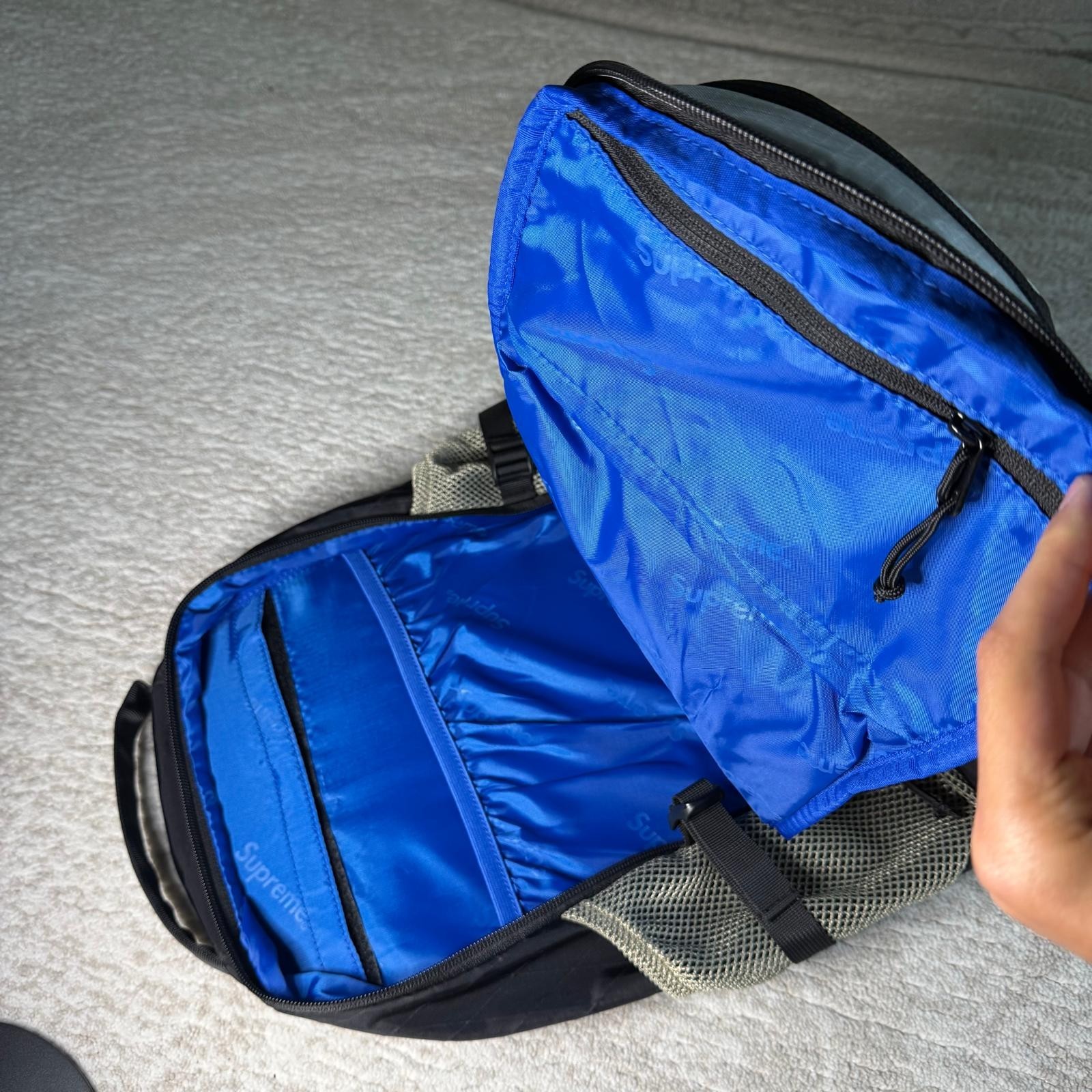 Authentic Supreme Logo Backpack from the Fall/Winter 2023 collection in the Blue