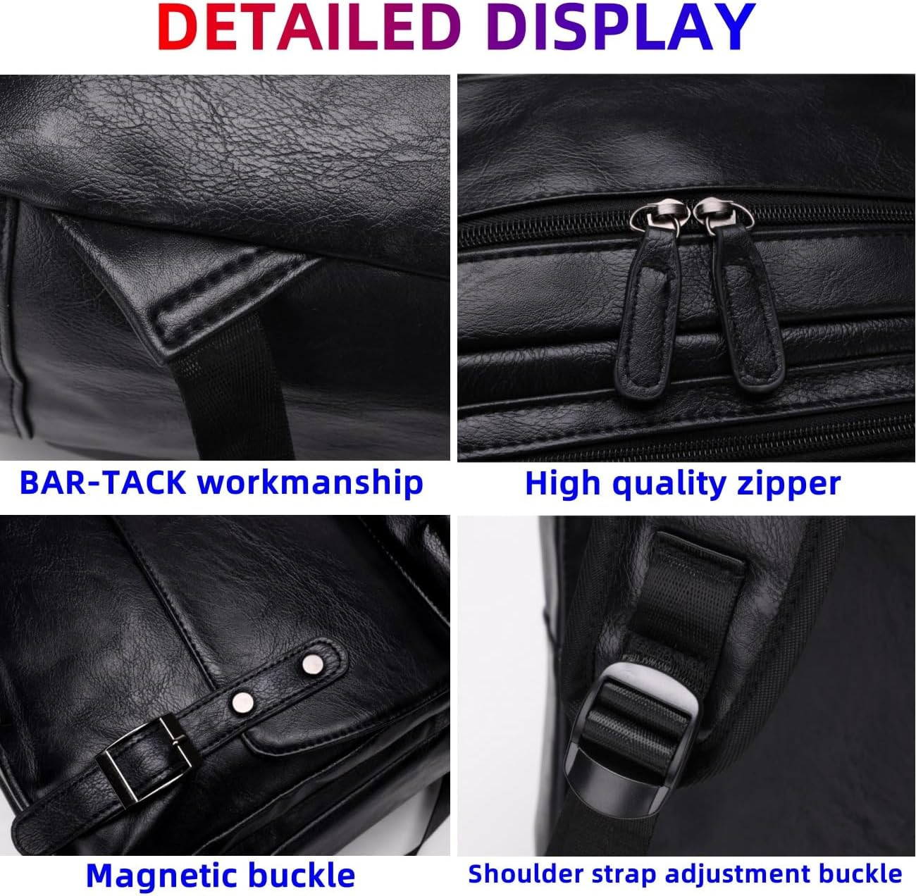 PU Casual Backpack，Men Women Casual Leather Laptop Backpack，Daily Commuter Leath