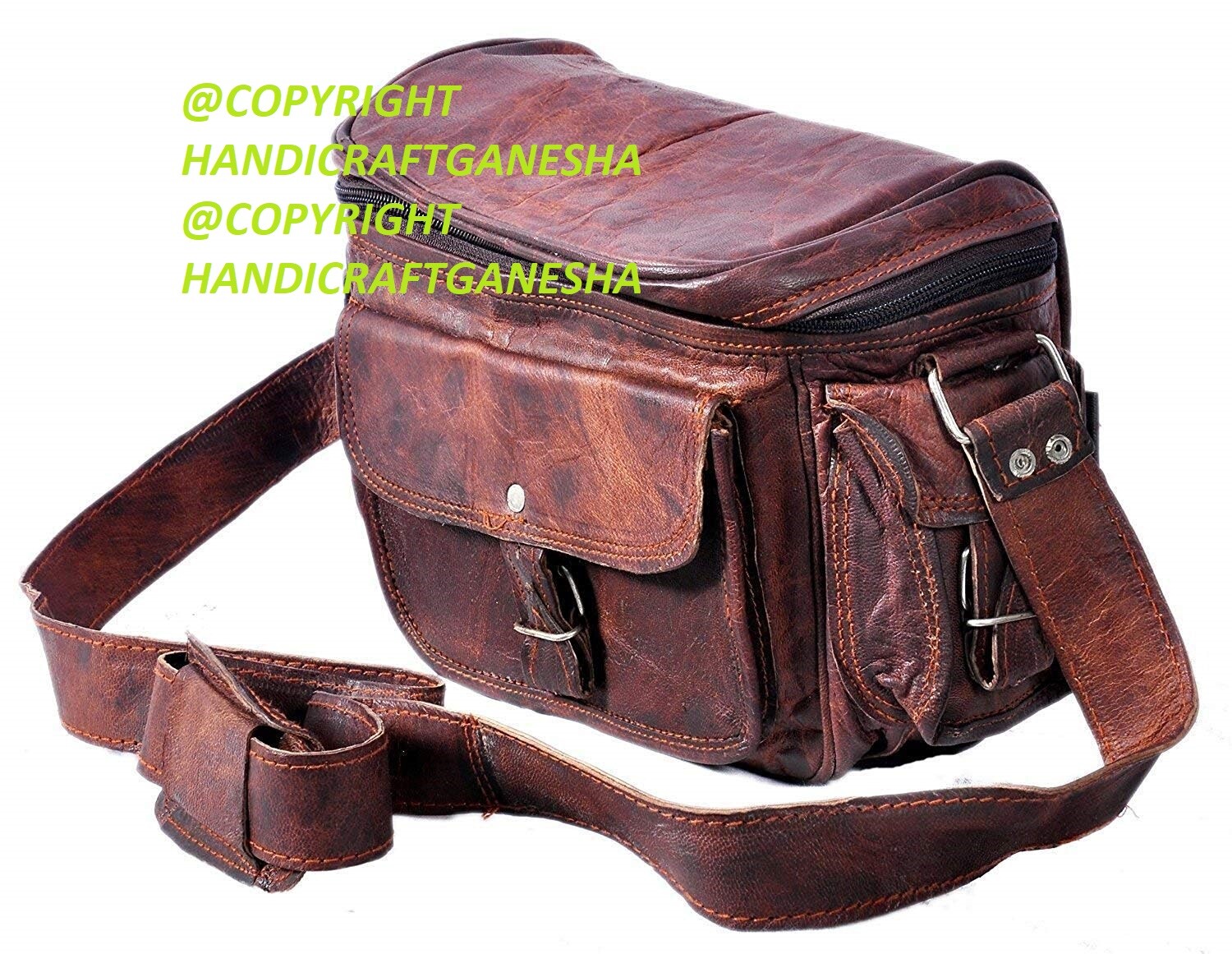 11″ Leather DSLR Camera Messenger Handbag Crossbody Sony Canon Nikon SLR Bag