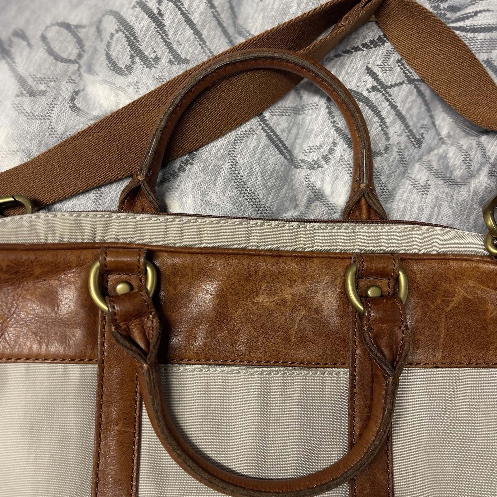 Fossil estate document Messenger Bag Shoulder Bag Leather Handles Twill Leather