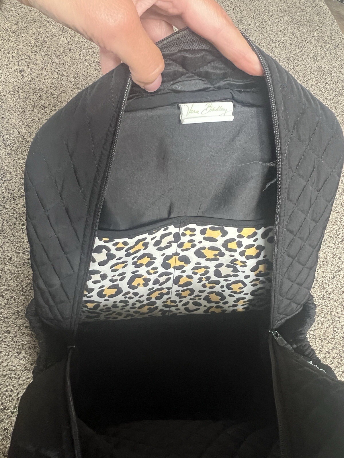 Vera Bradley Quilted Microfiber Backpack, Black